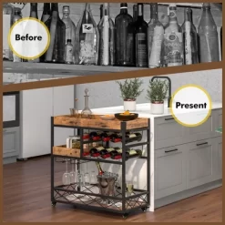 Costway 3-Tier Mobile Bar Serving Cart Liquor Storage Trolley With Removable Tray Wine Rack -Luxe Living Interiors Shop GUEST b811b48b c879 43f3 be2d ce4683da0100