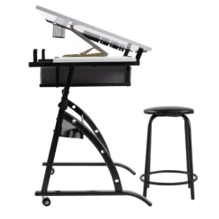 Core Drawing Table And Stool Set Charcoal Black/White - Studio Designs -Luxe Living Interiors Shop GUEST b85e83d2 7983 46fd 8039 6183a9db5a6b