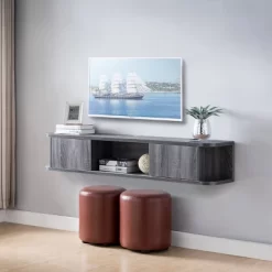 Edwige Floating Console TV Stand For TVs Up To 60" Distressed Gray - MiBasics -Luxe Living Interiors Shop GUEST b886760a 3a22 4dc8 b426 ab256c050494