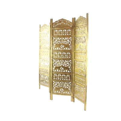 Traditional 4 Panel Fine Carved Room Divider Screen Gold - Olivia & May 10 Traditional 4 Panel Fine Carved Room Divider Screen Gold - Olivia & May - Image 8