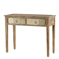 Natural Wood Desk With Carved Drawers Brown - Olivia & May -Luxe Living Interiors Shop GUEST b8cb9523 a811 47a3 9fca 7660c5931421