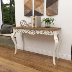 Wood Parisian Design Floral Ornate Detailing Console Table White - Olivia & May -Luxe Living Interiors Shop GUEST b8ee8d81 cf4e 4eb9 adb0 48aa4b593dc3
