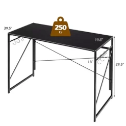 Costway Folding Computer Desk Writing Study Table W/6 Hooks Home Office BlackRustic BrowBrown Natural -Luxe Living Interiors Shop GUEST b94452eb 564c 4cea 9440 42146b4396f7