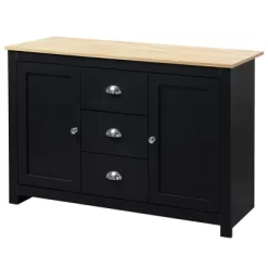 HOMCOM Kitchen Sideboard With Adjustable Shelves, Dining Buffet Cabinet With 3 Storage Drawers, Black -Luxe Living Interiors Shop GUEST b9cc5716 59b3 4d00 9718 968d8b844425