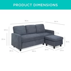 Best Choice Products Upholstered Sectional Sofa Couch W/ Chaise Lounge, 3-Seat Design, Ottoman Bench -Luxe Living Interiors Shop GUEST ba08c72e db83 466e 9718 36b8e681ee3a