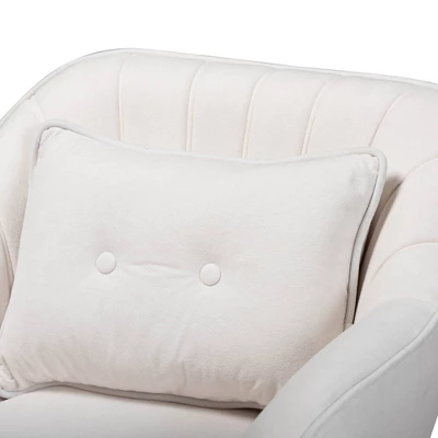 Valentina Velvet Natural Wood Armchair - Baxton Studio 6 Valentina Velvet Natural Wood Armchair - Baxton Studio - Image 4