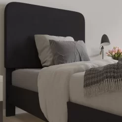 Platform Bed With Headboard And Fabric Upholstered Frame 14 Wooden Slats - Merrick Lane