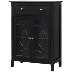 HOMCOM Kitchen Cabinet, Storage Cabinet, Sideboard Floor Accent Cabinet W/ 2 Glass Doors, Drawer, Adjustable Shelves For Living Room Entryway, Black 9 HOMCOM Kitchen Cabinet, Storage Cabinet, Sideboard Floor Accent Cabinet W/ 2 Glass Doors, Drawer, Adjustable Shelves For Living Room Entryway, Black -Luxe Living Interiors Shop GUEST bc669f17 f98c 4dae 8042 32567b0d9411