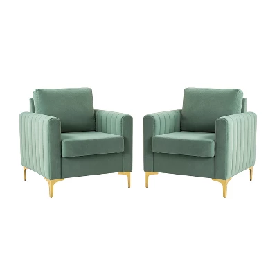 Set Of 2 Iapygia Contemporary Tufted Wooden Upholstered Club Chair With Metal Legs For Bedroom Club Chair| ARTFUL LIVING DESIGN 19 Set Of 2 Iapygia Contemporary Tufted Wooden Upholstered Club Chair With Metal Legs For Bedroom Club Chair| ARTFUL LIVING DESIGN - Image 17