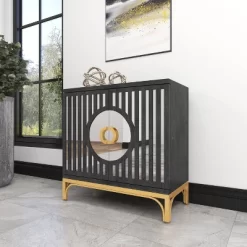 Art Deco Contemporary Mirrored Wood Cabinet Black - Olivia & May 30 Art Deco Contemporary Mirrored Wood Cabinet Black - Olivia & May -Luxe Living Interiors Shop GUEST bd4bb1e4 c1ce 49a5 9057 99bebd2ab879