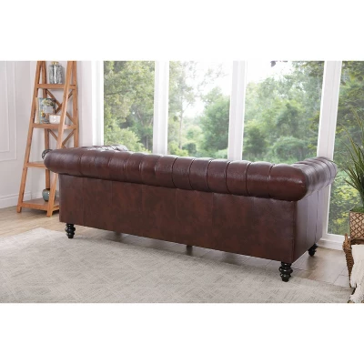 Grand Davenport Leather Sofa Brown - Abbyson Living 4 Grand Davenport Leather Sofa Brown - Abbyson Living - Image 2