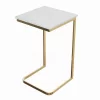C-Shaped End Table - Real Marble Side Table With Gold Iron Frame For Couch, Loveseat, Or Bed - Modern Living Room Furniture By Lavish Home (White) -Luxe Living Interiors Shop GUEST bd6e9be7 99ce 4785 b257 31be041913a6