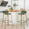 Costway Set Of 2 Counter Height Bar Stools W/Footrest&Solid Metal Legs YellowGreen