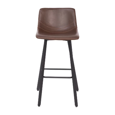 Merrick Lane Set Of 2 Modern Upholstered Stools With Contoured, Low Back Bucket Seats And Iron Frames 9 Merrick Lane Set Of 2 Modern Upholstered Stools With Contoured, Low Back Bucket Seats And Iron Frames - Image 7