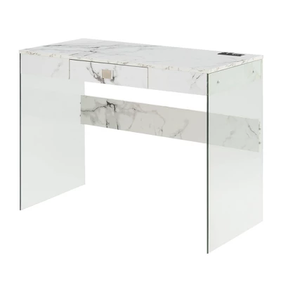 42" SoHo Glass Desk With Charging Station - Breighton Home 9 42" SoHo Glass Desk With Charging Station - Breighton Home - Image 7