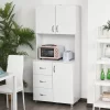 HOMCOM Freestanding Kitchen Pantry, Buffet With Hutch Storage Organizer With 2 Door Cabinets, 3 Drawers And Open Countertop, Adjustable Shelf, White -Luxe Living Interiors Shop GUEST bef7648a 9840 45f8 b5f8 e5c57c2109b2
