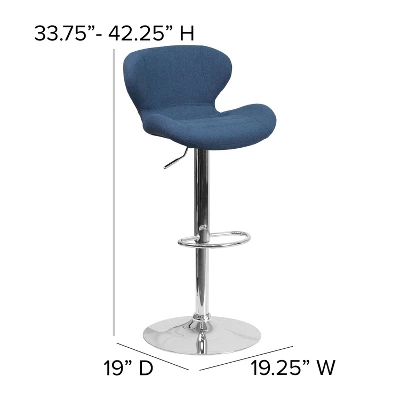 Flash Furniture Contemporary Adjustable Height Barstool With Curved Back And Chrome Base 5 Flash Furniture Contemporary Adjustable Height Barstool With Curved Back And Chrome Base - Image 3