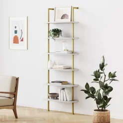 85" Theo 6 Tier Wood Wall Mount Ladder Bookshelf - Nathan James -Luxe Living Interiors Shop GUEST c0114fda 8fde 413f 99ba 95e5fcbe6a4f