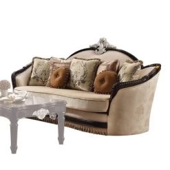 91" Ernestine Sofa Tan Fabric/Black - Acme Furniture -Luxe Living Interiors Shop GUEST c092492c 878b 4065 ada9 51a615f2133f