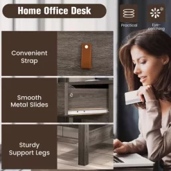 Costway Mid Century Computer Desk Home Office Study Table Laptop Workstation With2 Drawers -Luxe Living Interiors Shop GUEST c0d2d9e5 6ec9 47e7 8439 670f92ade89a