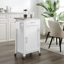 Savannah Stainless Steel Top Compact Kitchen Island Cart White - Crosley -Luxe Living Interiors Shop GUEST c1032f1f 7388 48ab b038 4ff86a18217d