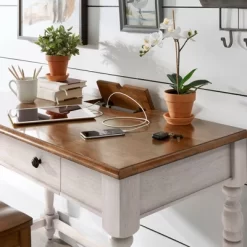 Ivalyn 1 Drawer Desk With Charging Station Antique White - Inspire Q -Luxe Living Interiors Shop GUEST c267598c c44a 42b7 9bd2 b99372d67c8d