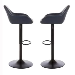 Set Of 2 Mid Century Modern Leatherette Gaslift Adjustable Swivel Barstool - Glitzhome