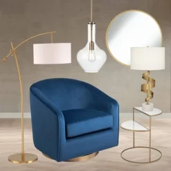 Kensington Hill Modern 2-Tier Half-Moon Gold Accent Side End Table 25" X 22 1/4" White Tempered Glass For Living Room Bedroom Home -Luxe Living Interiors Shop GUEST c2ba09f8 0450 4a64 a535 66a848d74807