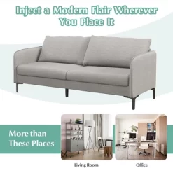 Costway Modern 76'' Loveseat Sofa Couch For Living Room Apartment Dorm With Metal Legs Gray -Luxe Living Interiors Shop GUEST c33536d9 2c09 4427 8e66 4defc26e664e