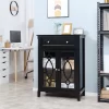 HOMCOM Kitchen Cabinet, Storage Cabinet, Sideboard Floor Accent Cabinet W/ 2 Glass Doors, Drawer, Adjustable Shelves For Living Room Entryway, Black -Luxe Living Interiors Shop GUEST c40e4eb5 ad1b 4bb3 8883 b2c39a74aca1