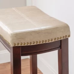 Padded Saddle Seat Barstool Hardwood - Linon -Luxe Living Interiors Shop GUEST c4fd64ce fc7d 4a8d bab6 3ba5309c1265