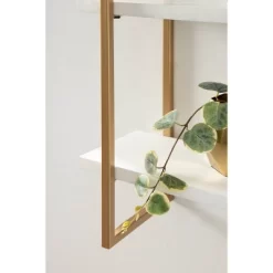20" X 30" Leigh Wood And Metal Wall Shelf White/Gold - Kate & Laurel All Things Decor -Luxe Living Interiors Shop GUEST c51bc059 3f6a 42af 8511 618e523ab0ba