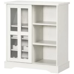 HOMCOM Modern Buffet Cabinet With Sliding Door, Wine Bar Cabinet With Storage, Kitchen/Dining Room Storage Cabinet With Shelves, White -Luxe Living Interiors Shop GUEST c56ca771 d7cb 4e17 9fa9 a375a366efb4