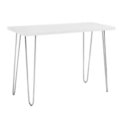 Gibby Modern Glam Hairpin Leg Writing Desk Faux White Marble - Saracina Home -Luxe Living Interiors Shop GUEST c5dab494 7d80 420c 91f1 f3de1e65be7b