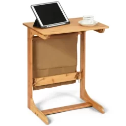 Costway Bamboo Sofa Table Laptop Desk Coffee Snack End Table Bedside Table W/Storage Bag -Luxe Living Interiors Shop GUEST c68389e9 2f66 482b 9739 e544a7d8b863