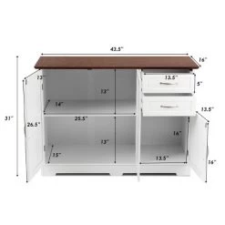 Costway Buffet Sideboard Kitchen Cupboard Storage Cabinet W/ 2 Drawers & 3 Doors White 12 Costway Buffet Sideboard Kitchen Cupboard Storage Cabinet W/ 2 Drawers & 3 Doors White -Luxe Living Interiors Shop GUEST c71c6e53 7375 429d 8886 728a4d32f80b