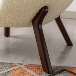 Modern Accent Chair Lambskin Wingback Tufted Side Chair With Solid Wood Legs-ModernLuxe -Luxe Living Interiors Shop GUEST c72e653a 50d0 4f88 a1e3 a1cf2c011422