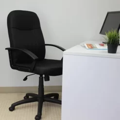 Mid Back Fabric Managers Chair Black - Boss Office Products