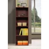 Hodedah Import 12 D X 16 W X 47 H Inch 4 Shelf Bookcase Storage Organizer Solution For Living Room, Bedroom, Or Office, Mahogany Wood Finish