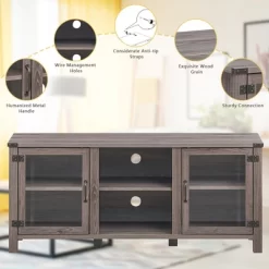 Costway TV Stand Entertainment Center For TV's Up To 65'' W/ Storage Cabinets Deep Taupe -Luxe Living Interiors Shop GUEST c922d997 ff5b 4223 af6c 7ebff29c58c5