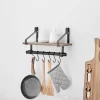 6 Hook Amelia Wall Shelf With Hanging Rod Black/Rustic - Danya B. -Luxe Living Interiors Shop GUEST c938934f bf03 4191 85a8 bf0b06609a31