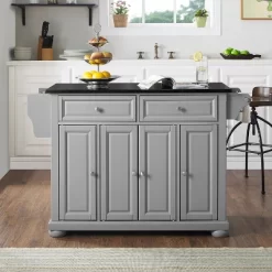 Alexandria Kitchen Island With Granite Top Vintage Gray/Black - Crosley -Luxe Living Interiors Shop GUEST c97ac182 6ebd 4cf4 bd1a a5cd0b094b26