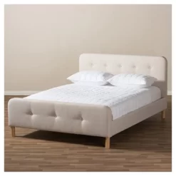 Full Samson Mid Century Fabric Upholstered Platform Bed Light Beige - Baxton Studio -Luxe Living Interiors Shop GUEST ca58e6e1 fd7a 4587 9020 c5b1e142c196