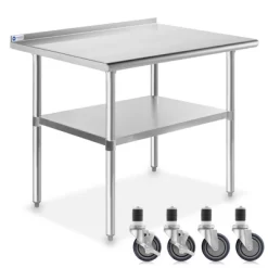 GRIDMANN Stainless Steel Table With Backsplash & 4 Casters (Wheels), NSF Commercial Kitchen Work & Prep Table -Luxe Living Interiors Shop GUEST caa5ce7b ece4 4b52 a996 84385fc29c73