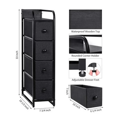 REAHOME 4 Drawer Vertical Steel Frame Storage Organizer Narrow Tower Dresser W/Waterproof Top, Adjustable Feet, And Wall Safety Attachment, Black Grey 3 REAHOME 4 Drawer Vertical Steel Frame Storage Organizer Narrow Tower Dresser W/Waterproof Top, Adjustable Feet, And Wall Safety Attachment, Black Grey