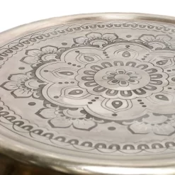 Metal With Paper Clip Legs Round Side Accent Table Silver/Black - StyleCraft