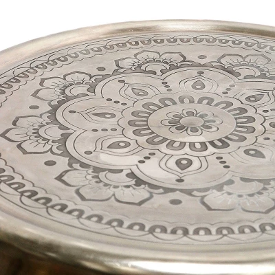 Metal With Paper Clip Legs Round Side Accent Table Silver/Black - StyleCraft 3 Metal With Paper Clip Legs Round Side Accent Table Silver/Black - StyleCraft