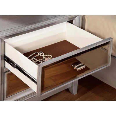 Reina 2 Drawer Nightstand Silver - MiBasics 5 Reina 2 Drawer Nightstand Silver - MiBasics - Image 3