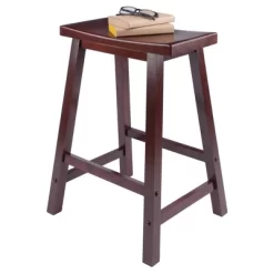 Saddle Seat 24" Counter Height Barstool Hardwood/Walnut - Winsome 12 Saddle Seat 24" Counter Height Barstool Hardwood/Walnut - Winsome -Luxe Living Interiors Shop GUEST cd004274 7ede 47c7 bd1a 7ecd9c67b90f