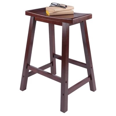 Saddle Seat 24" Counter Height Barstool Hardwood/Walnut - Winsome 7 Saddle Seat 24" Counter Height Barstool Hardwood/Walnut - Winsome - Image 5